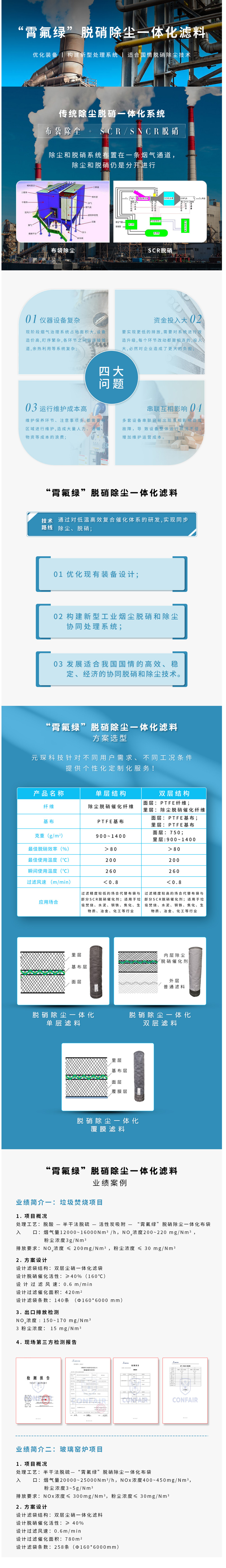 除塵脫硝體化濾袋 除塵脫硝體化濾袋